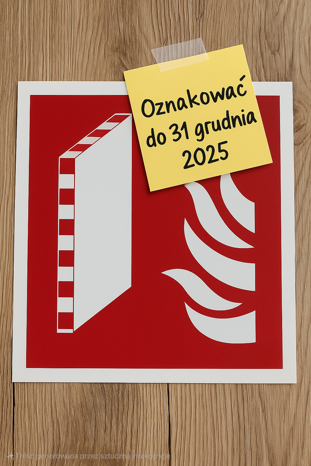 Znak granica strefy pożarowej