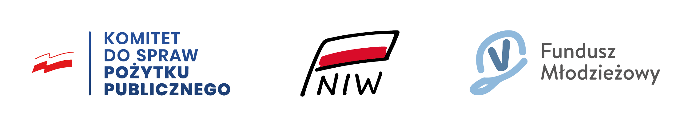 logotypy: Komitetu do Spraw Pożytku Publicznego, Narodowego Instytutu Wolności - Centrum Rozwoju Społeczeństwa Obywatelskiego i Programu Fundusz Młodzieżowy
