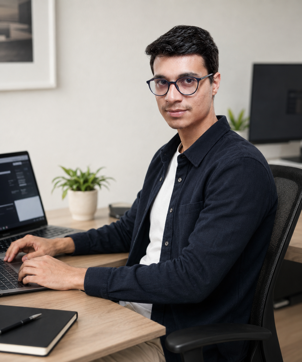 Md Shariar Hossain working at his desk on an email marketing project