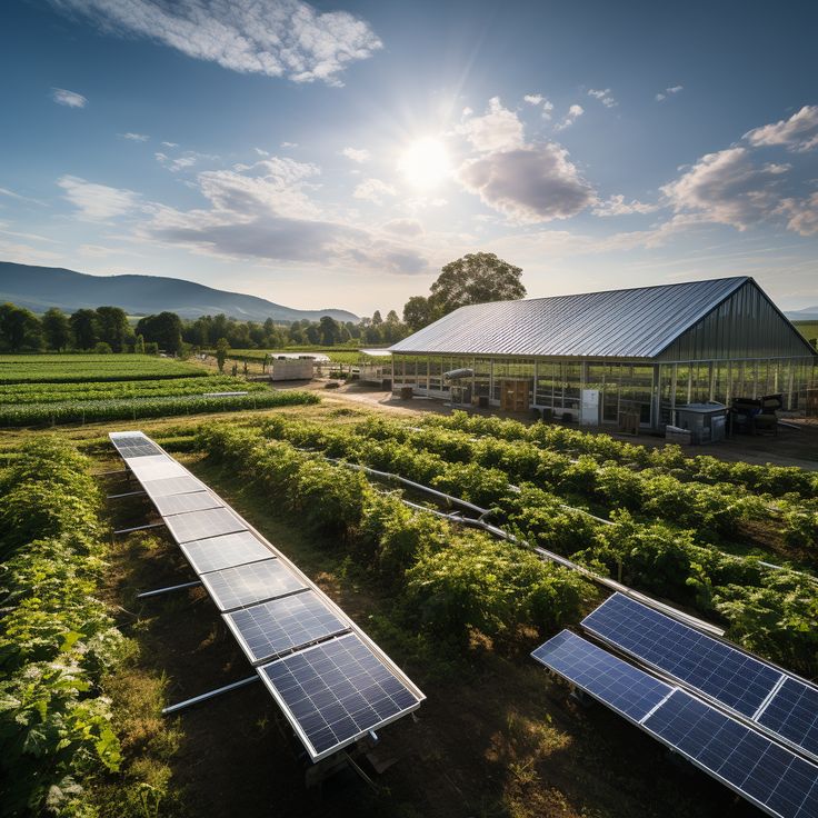 Photo of farm house with solar installation