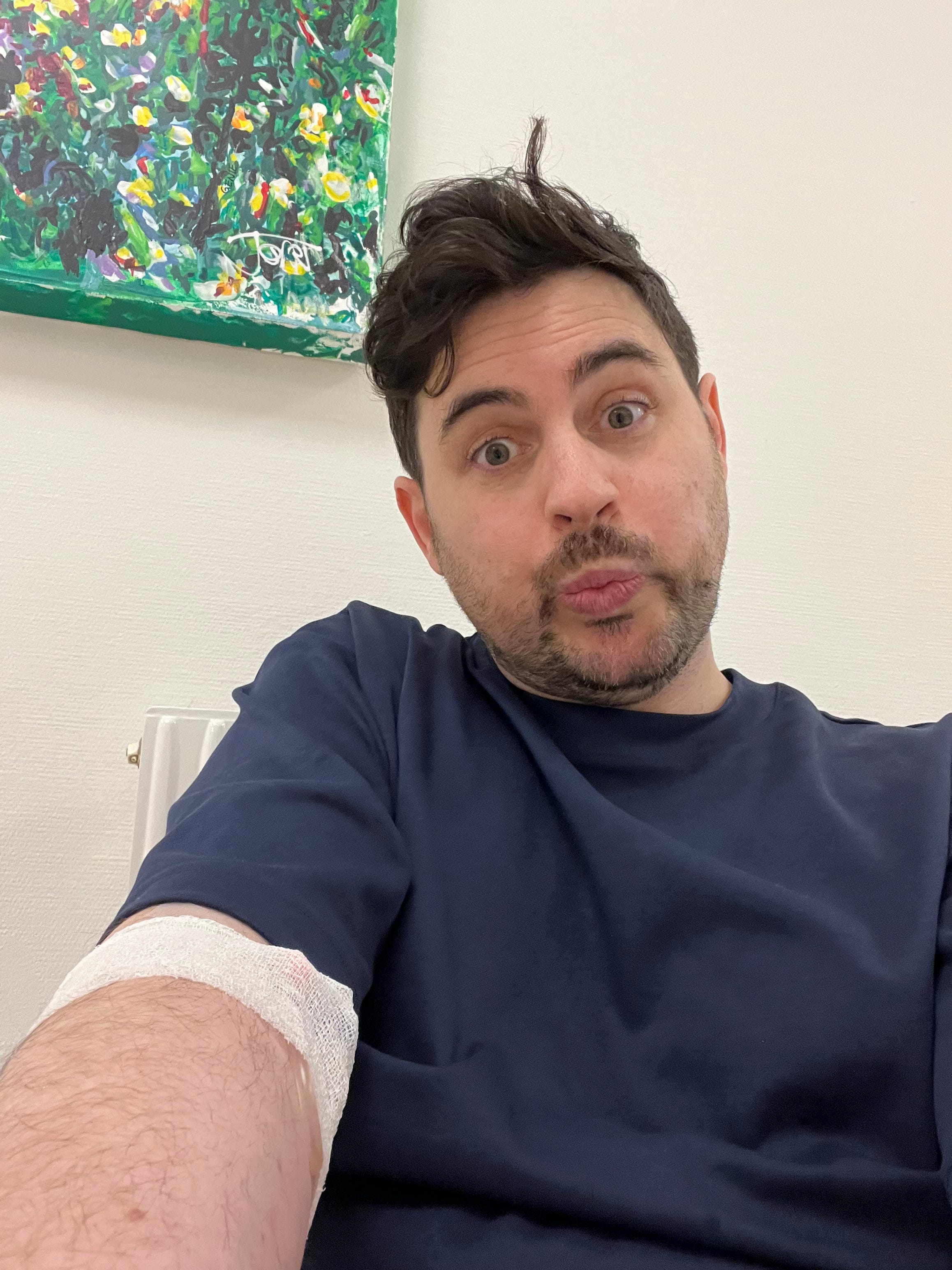 Traveling comes with a price, me on a hospital visit this weekend (and a silly face for the nurses).