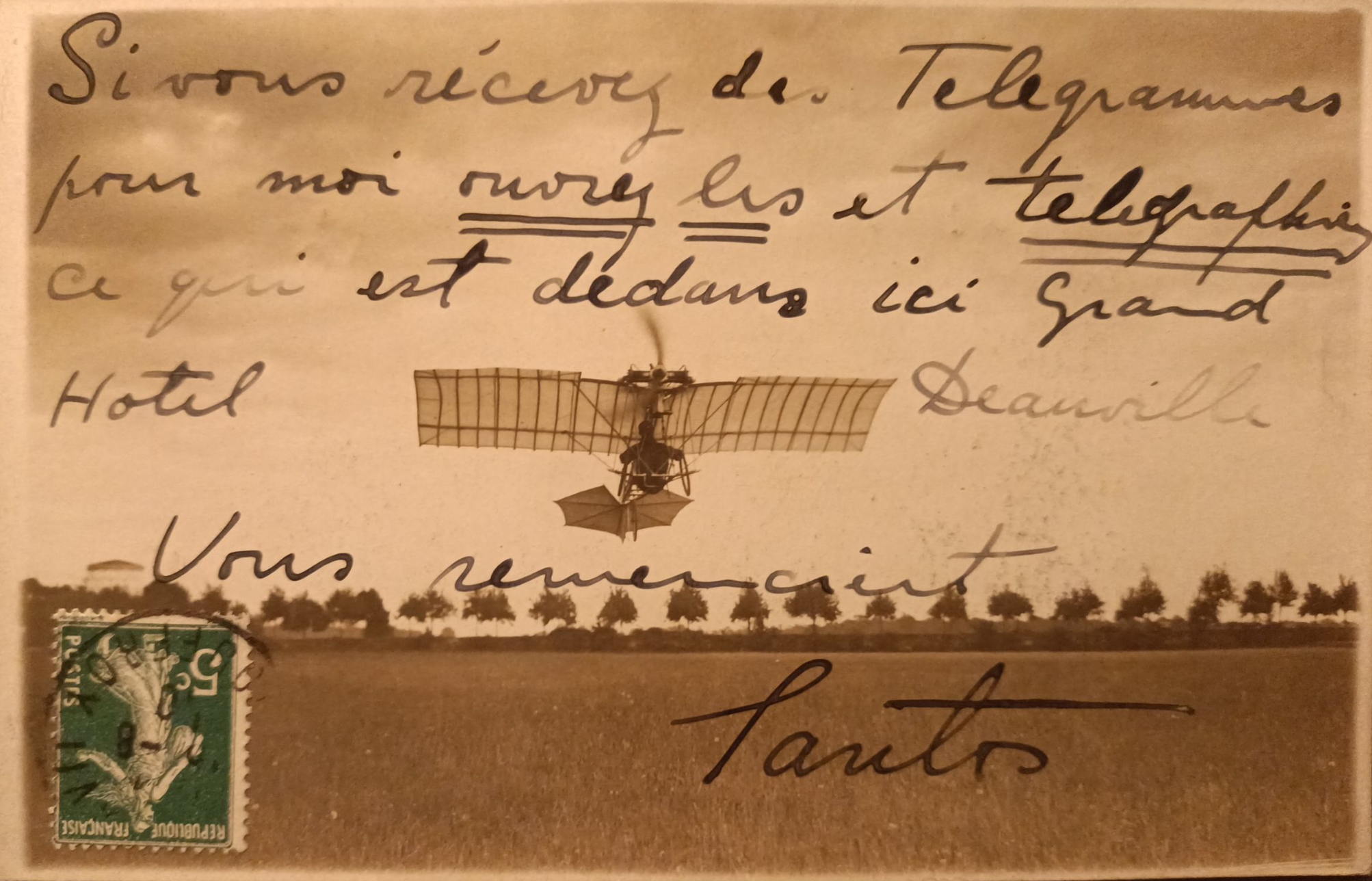 carte postale manuscrite alberto santos dumont