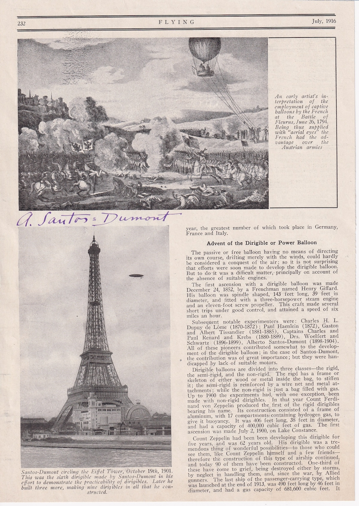 autographe alberto santos dumont tour eiffel