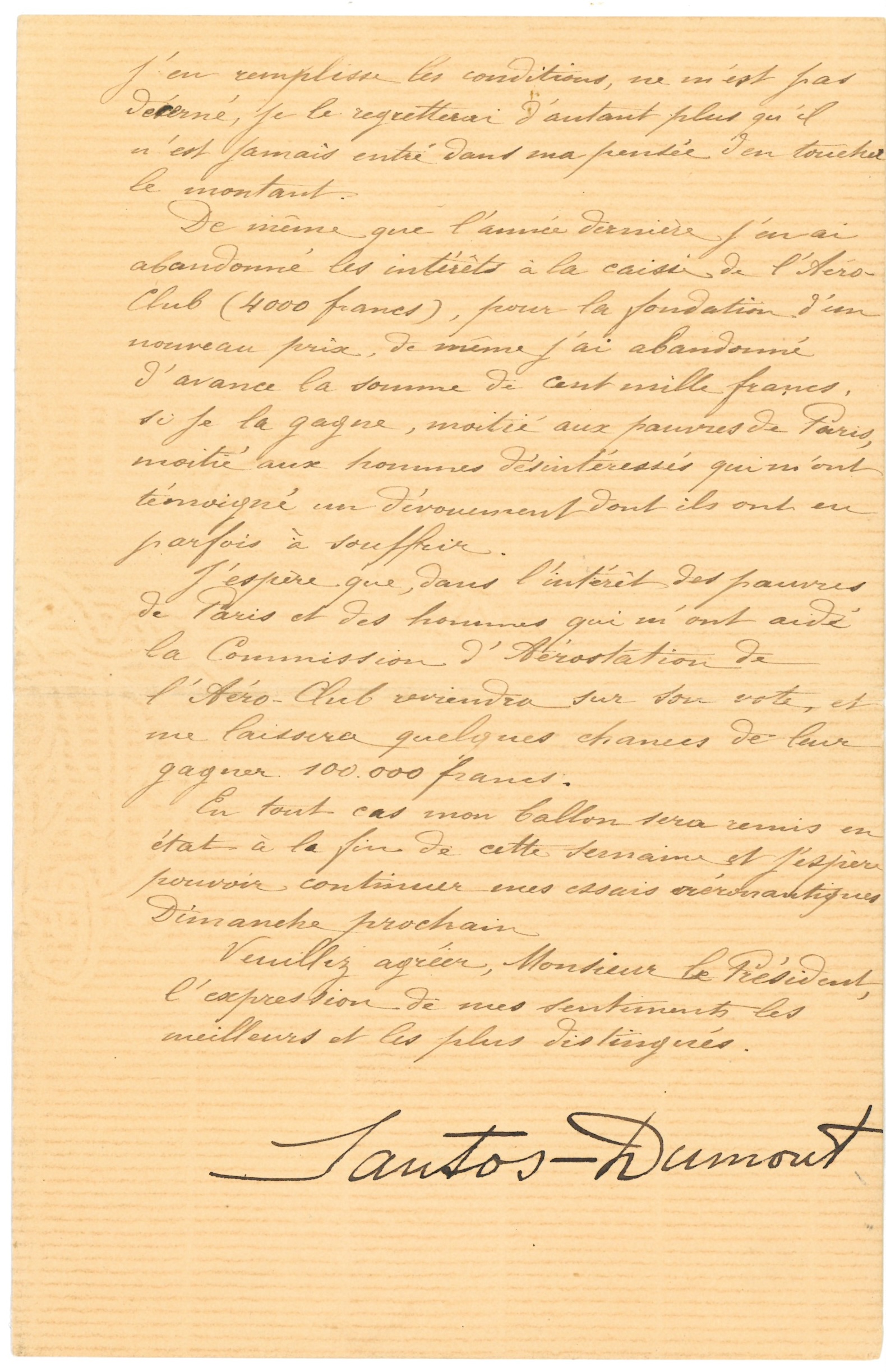 lettre alberto santos dumont