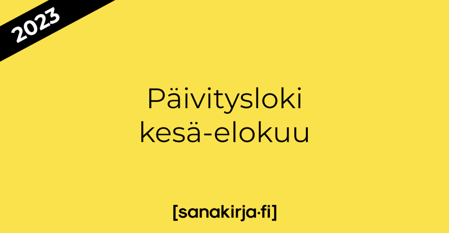 Päivitysloki: kesä-elokuu 2023