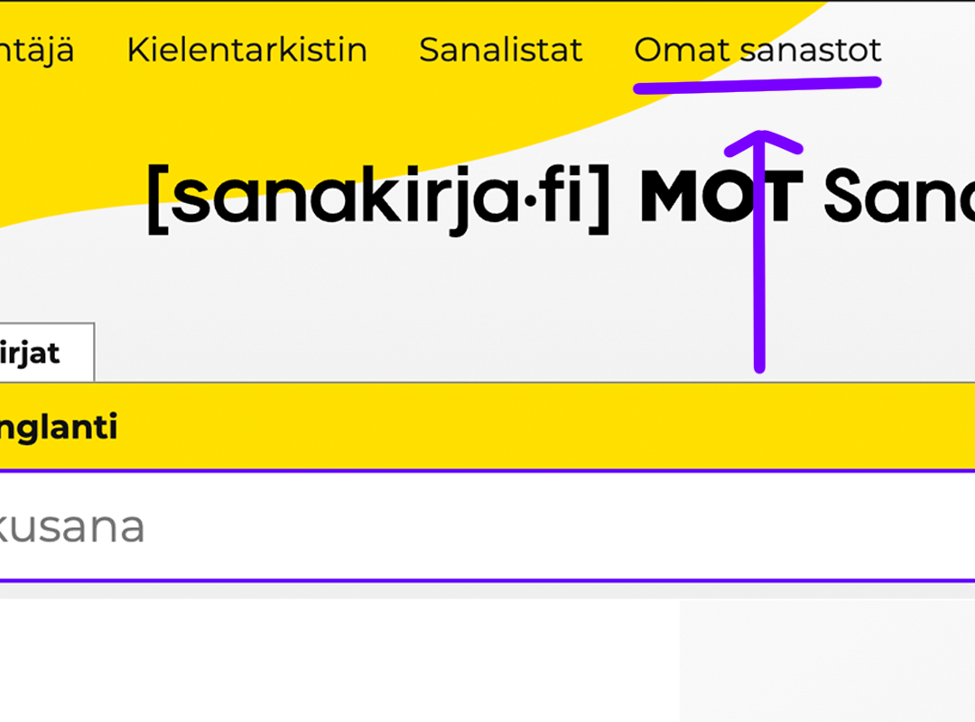 Sanaston lisääminen
