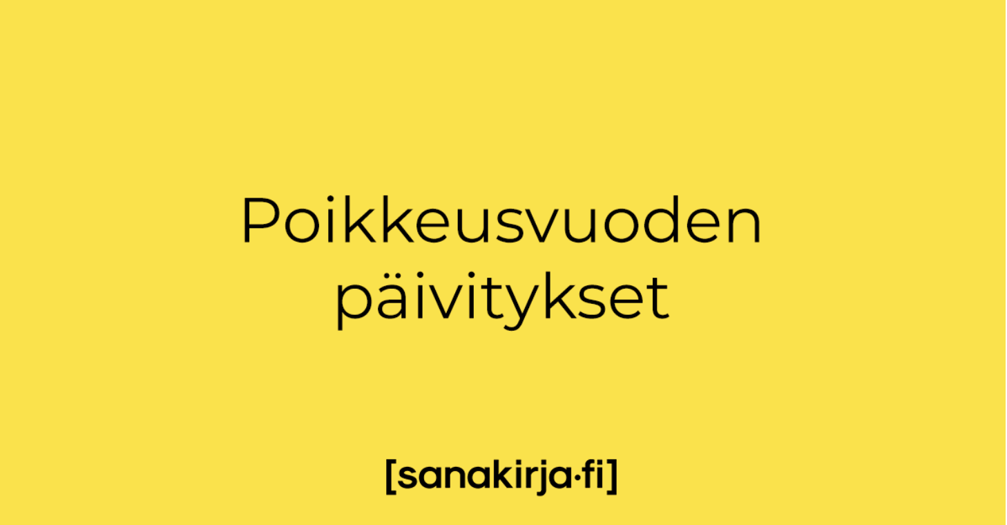 Poikkeusvuoden päivitykset