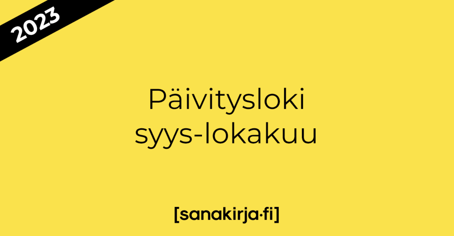 Päivitysloki: syys-lokakuu 2023