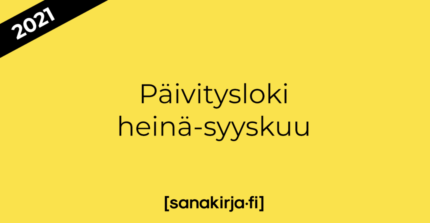 Päivitysloki: heinä-syyskuu 2021