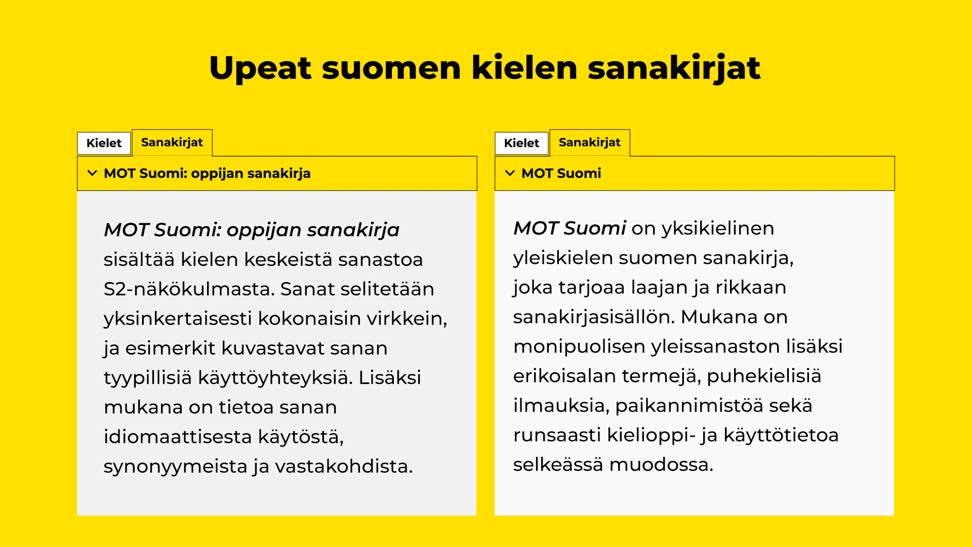 Upeat suomen kielen sanakirjat