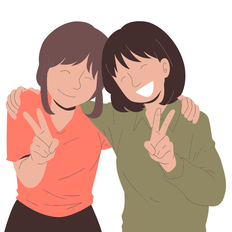 cartoon image of 2 women