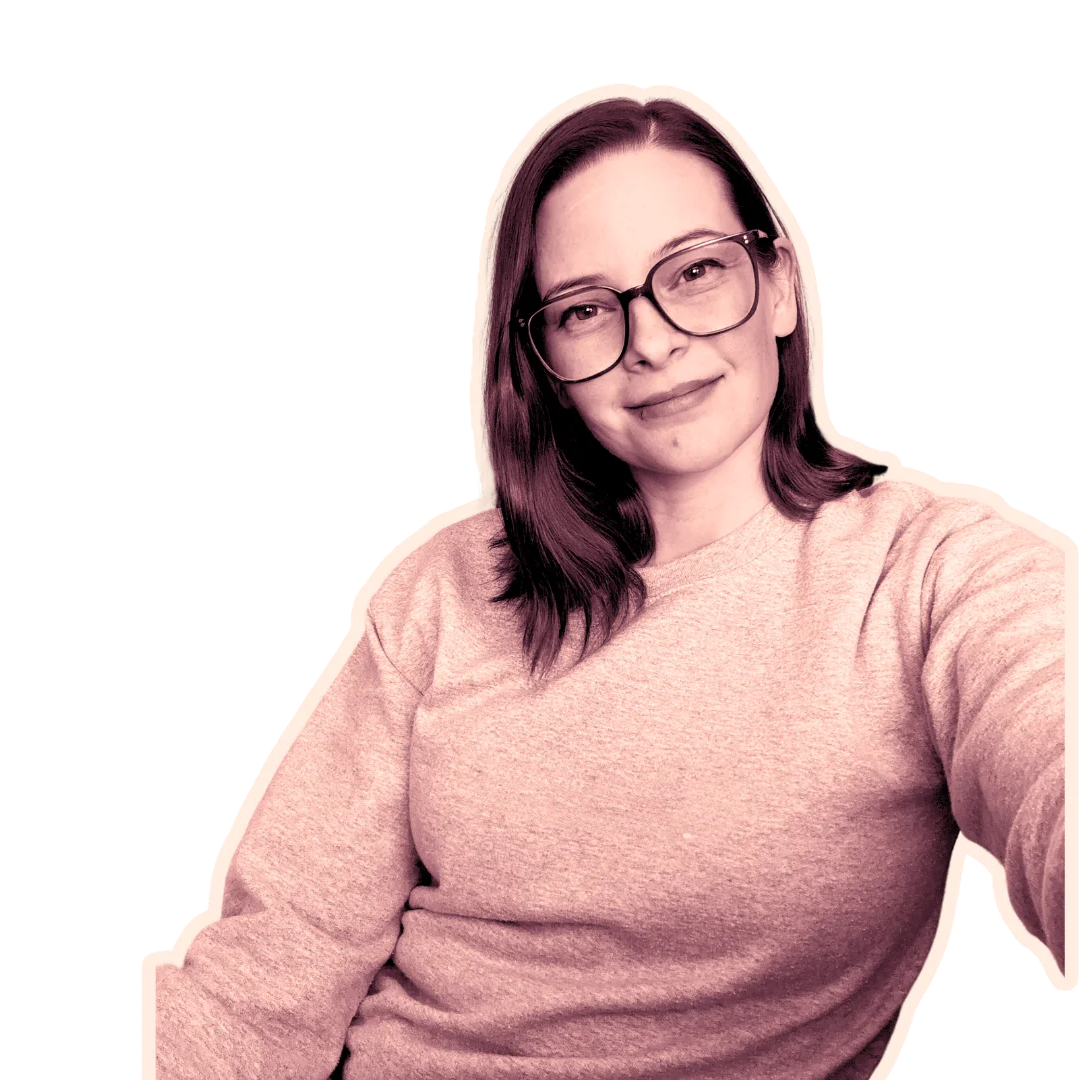 Picture of brittany with glasses wearing a sweatshirt