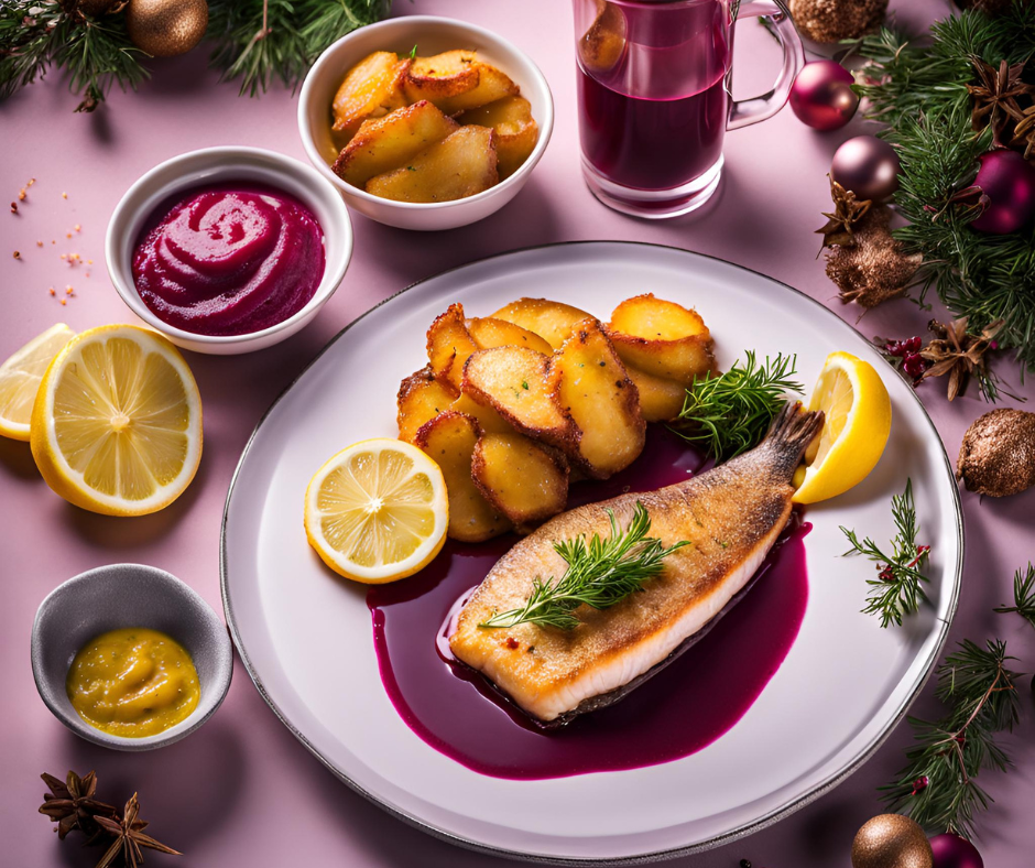 Fogasfilé céklás-mustáros mártással és tepsis burgonyával – 5 elemes recept