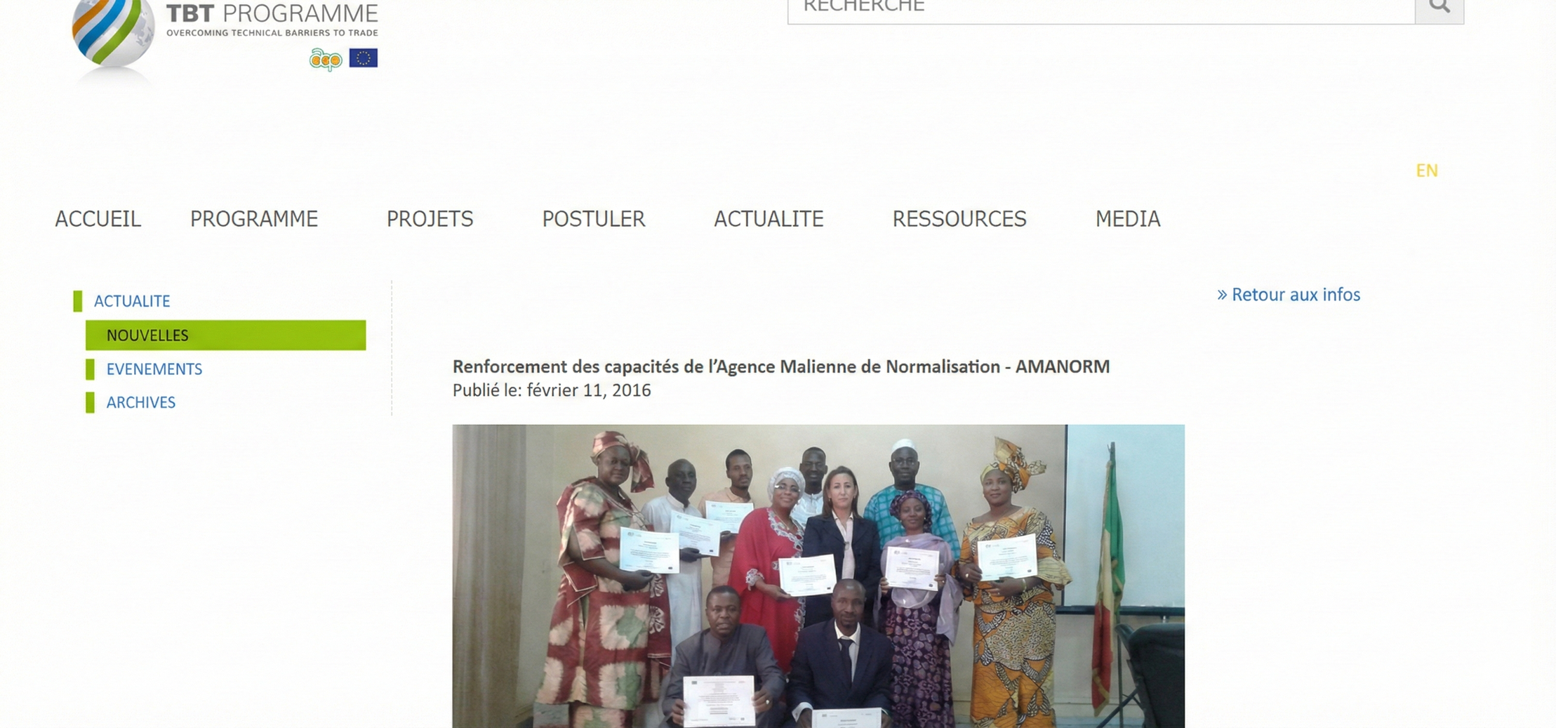 Programme UE AMANORM Mali