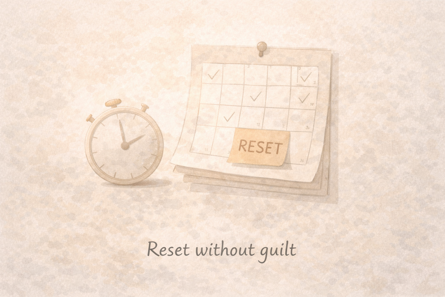 Editorial wellness illustration representing resetting habits without guilt or pressure