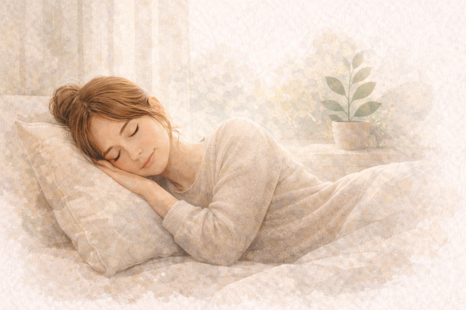 Editorial wellness illustration of a person resting peacefully indoors, representing recovery and  nervous system regulation