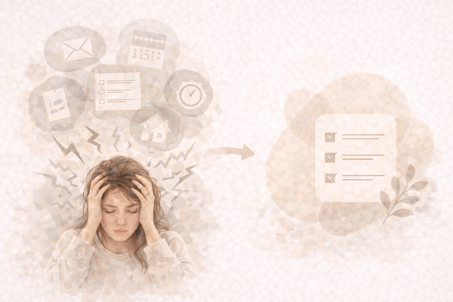 Wellness illustration representing overwhelm and the shift toward simplifying health routines