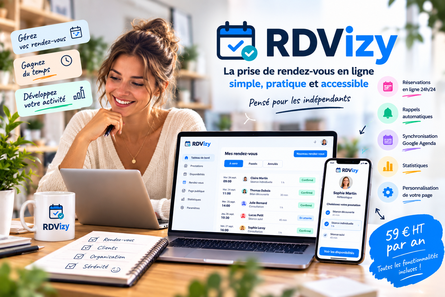 📅 RDVIzy : l’outil de prise de rendez-vous en ligne que j’ai imaginé pour les indépendants