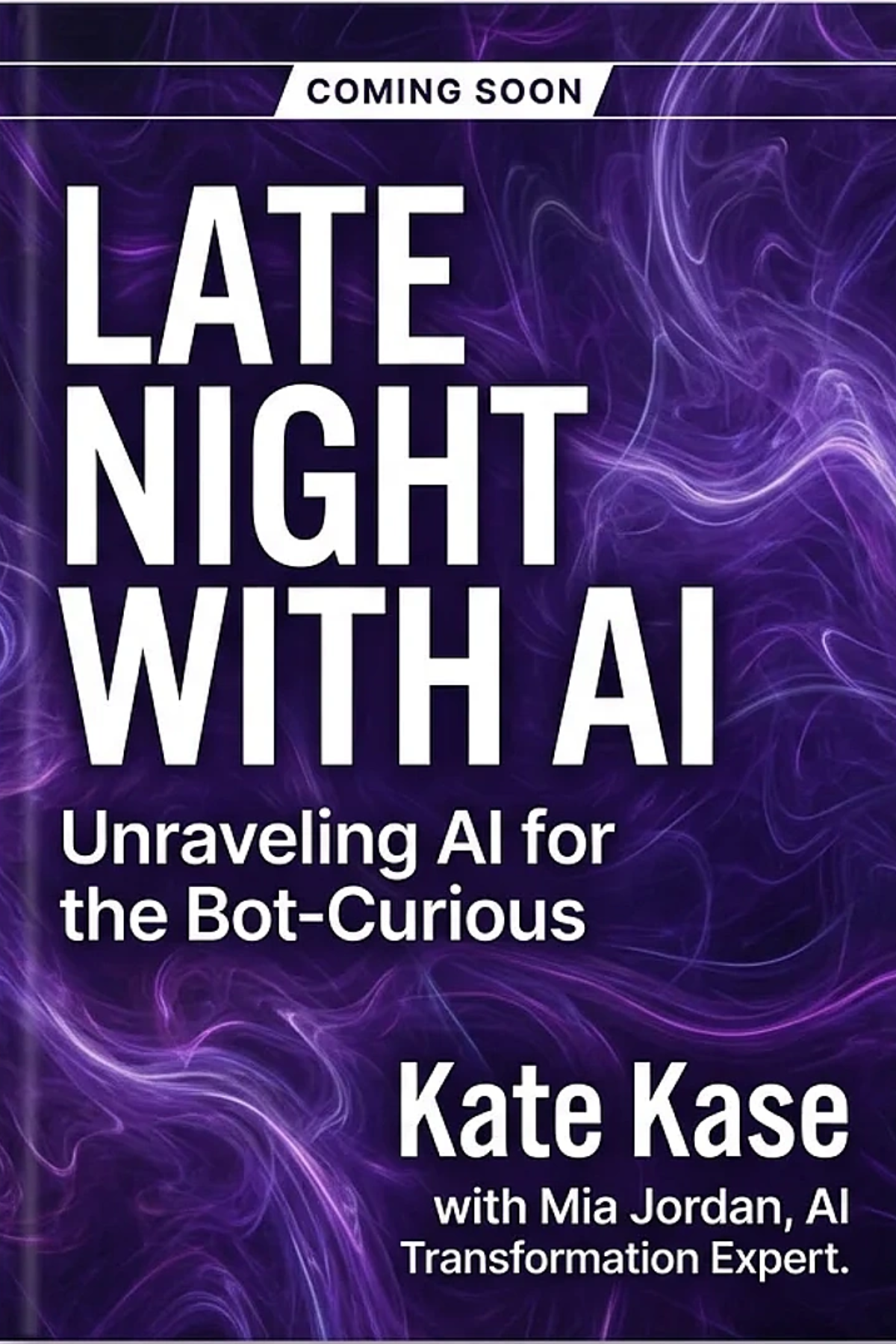 A modern, high-energy book cover featuring a vibrant purple and violet background with swirling, ethereal light patterns. The title, 