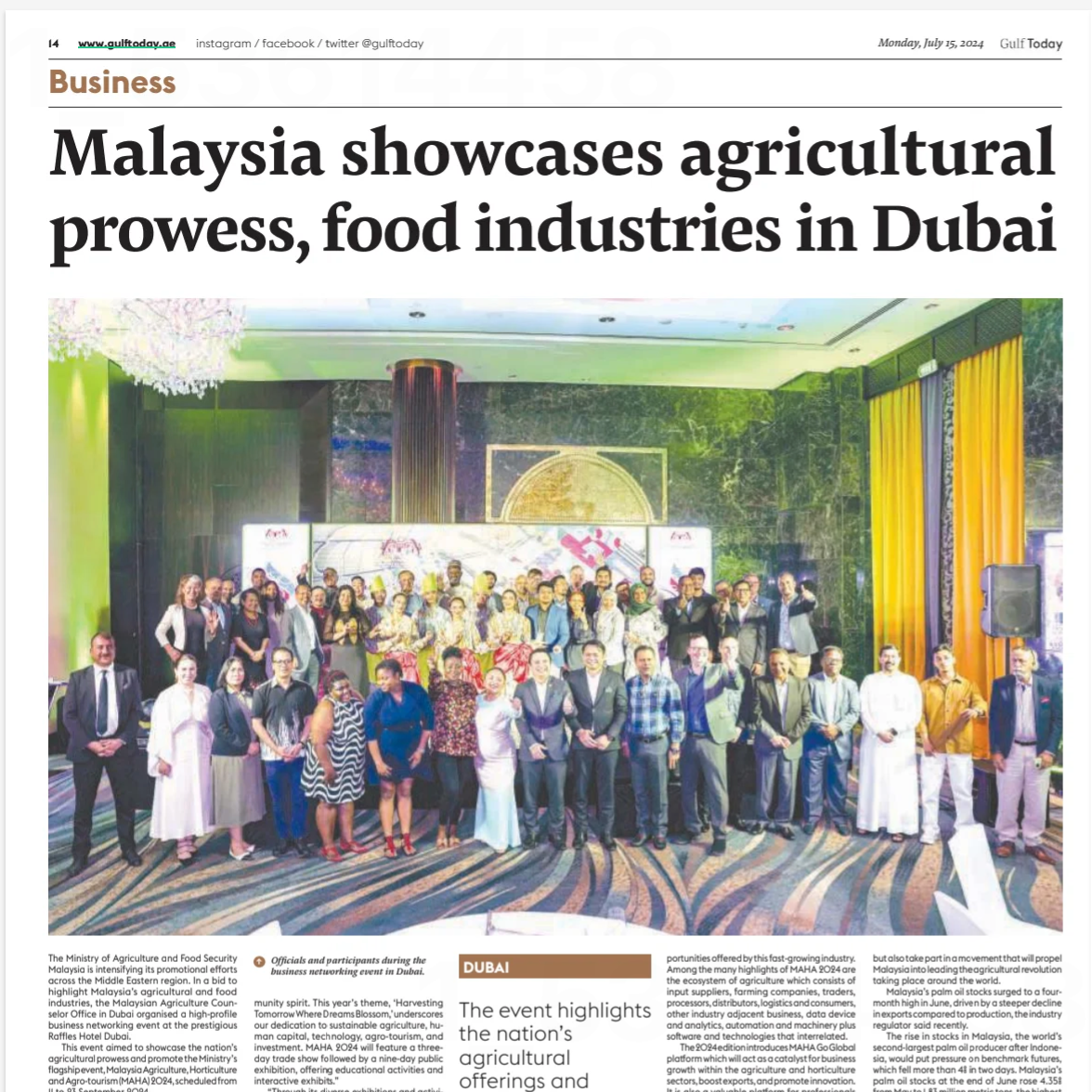 Malaysia Showcases Agricultural Prowess in Dubai with MAHA 2024