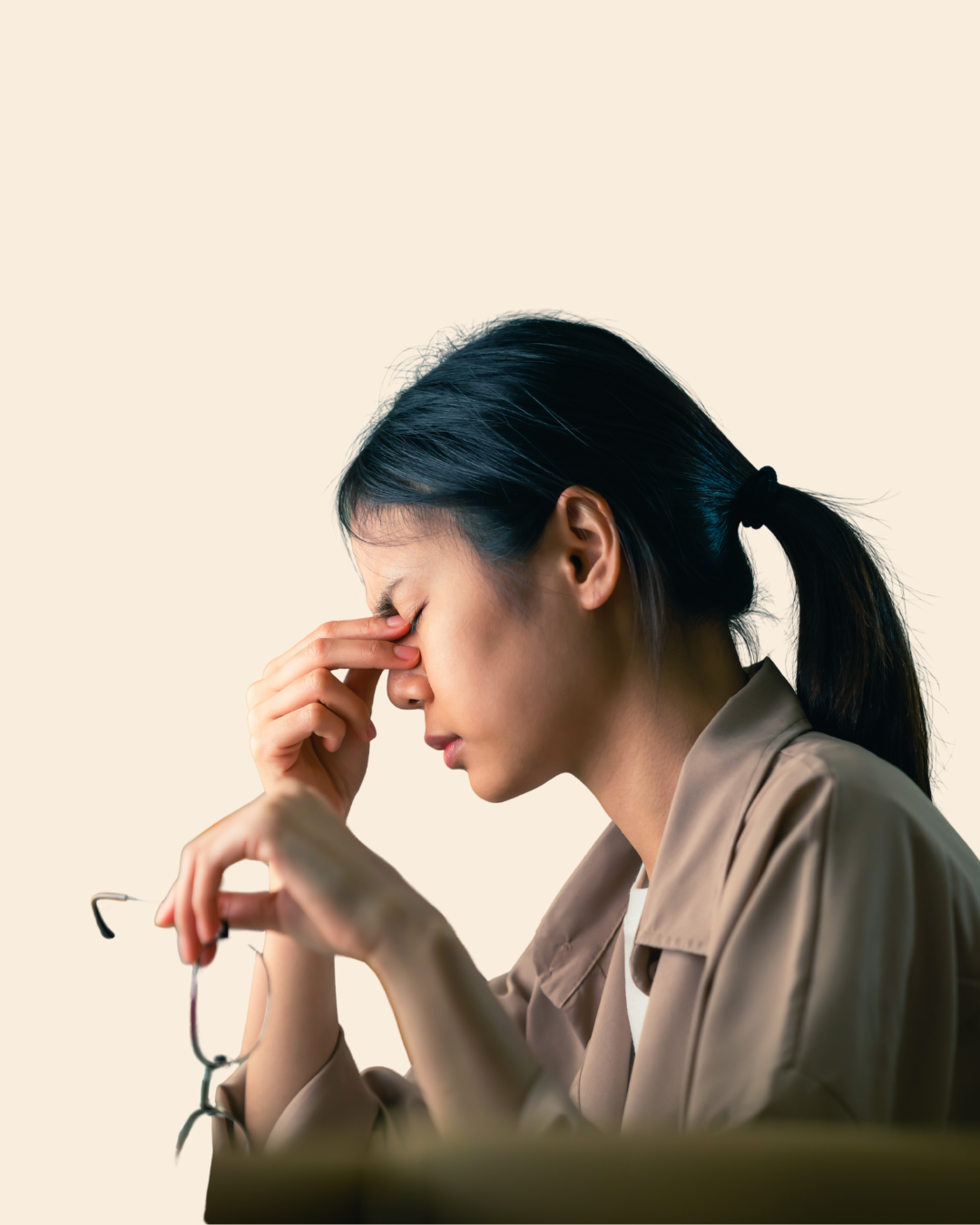 Stressed out woman who needs an nervous system check-in