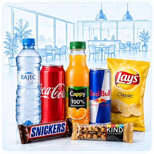 Prodejní automat na nápoje, snacky a balené potraviny