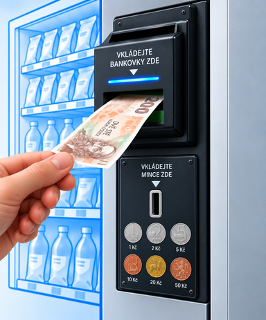 Mincovník a akceptor bankovek pro prodejní automaty