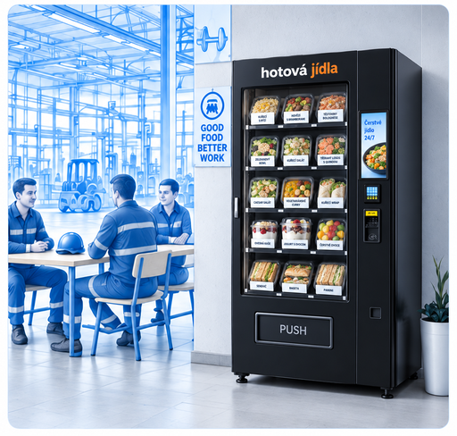 Prodejní automat na hotová jídla ve výrobním provozu
