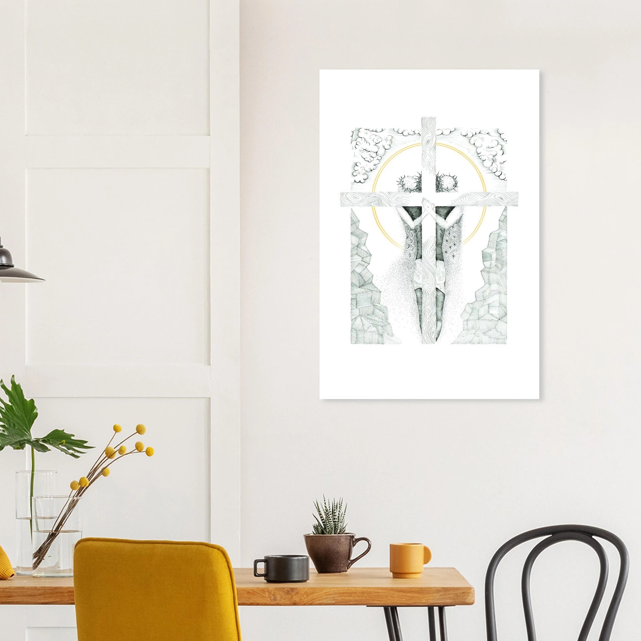 Image of God Is For Us artwork displayed on a kitchen wall