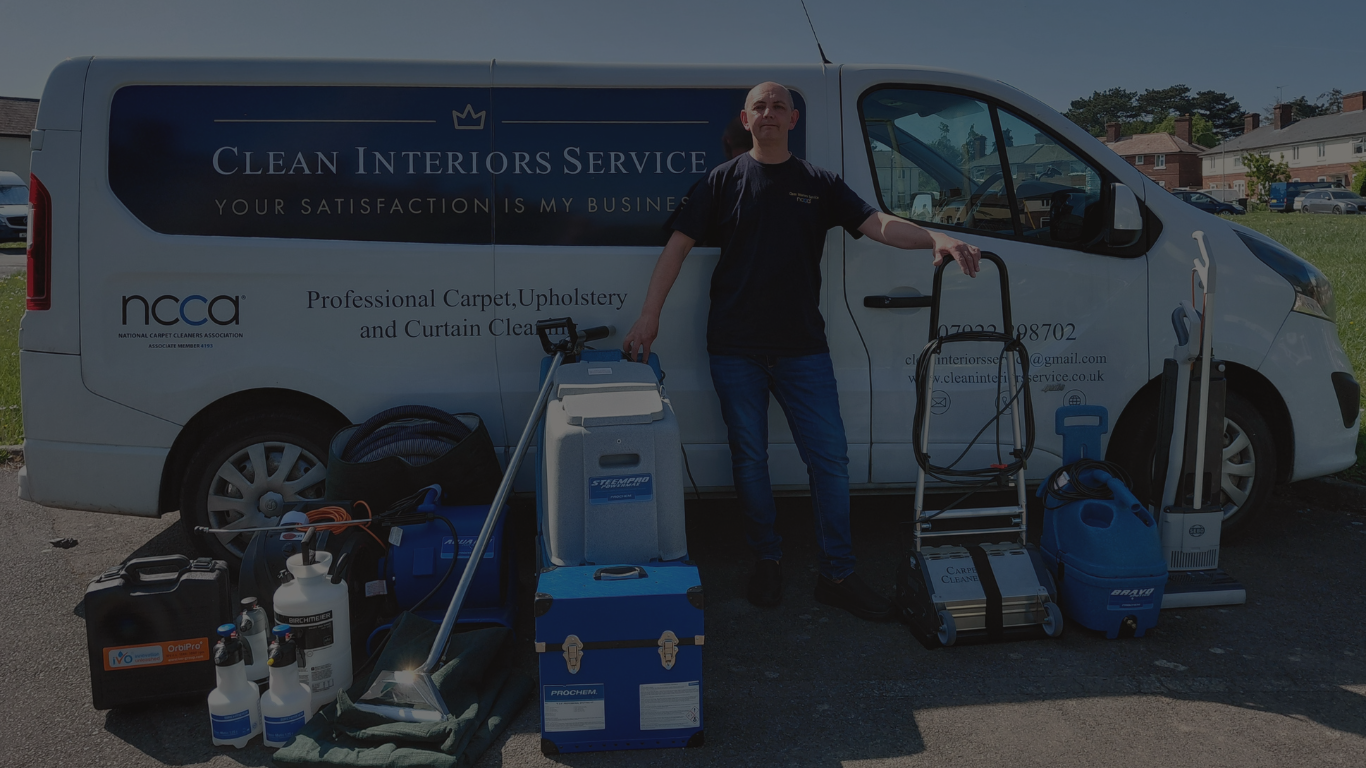 Laurence with his professional cleaning equipment and the Clean Interiors Service van
