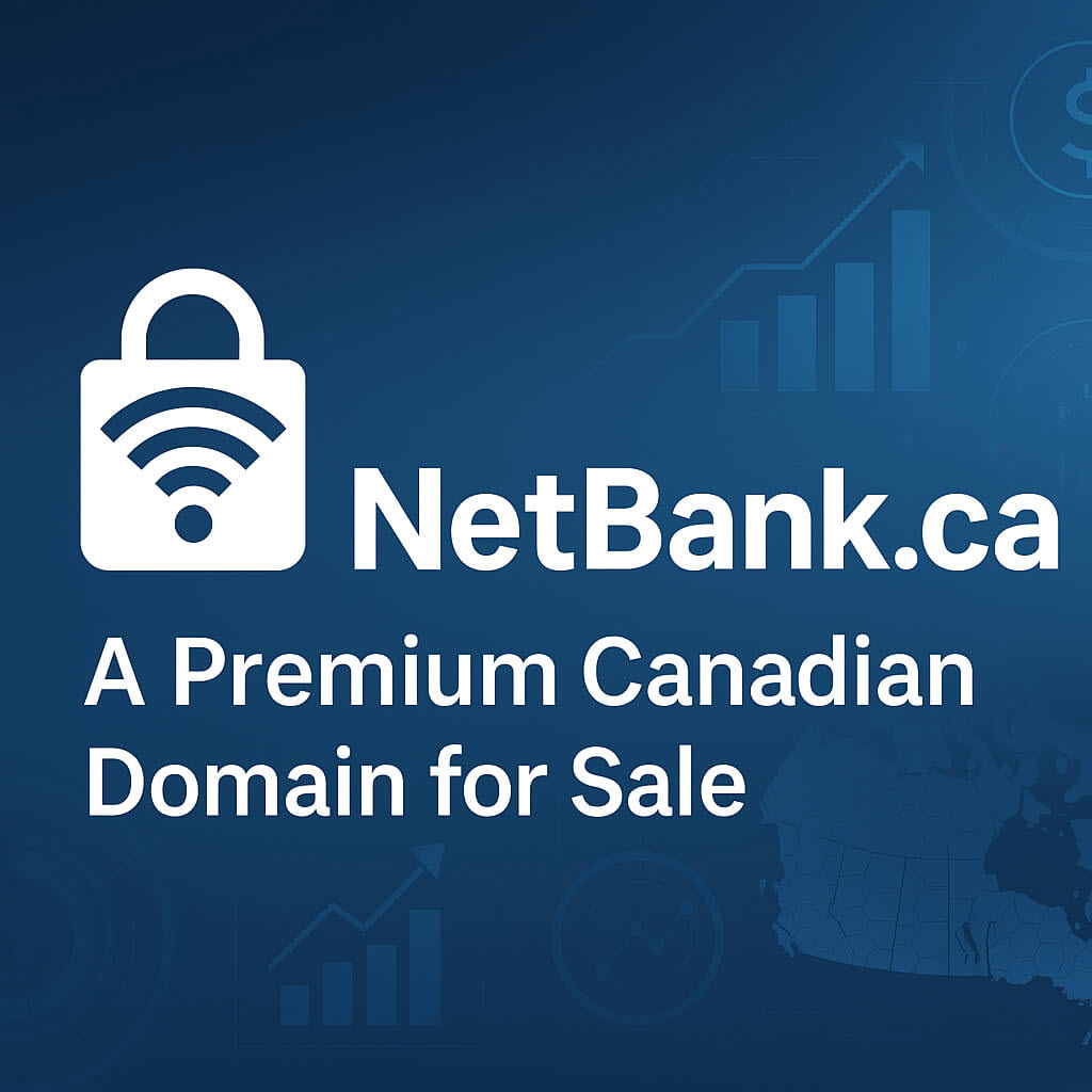 Netbank.ca on light blue background with image of a lock and caption A Premium Canadian Domain for Sale