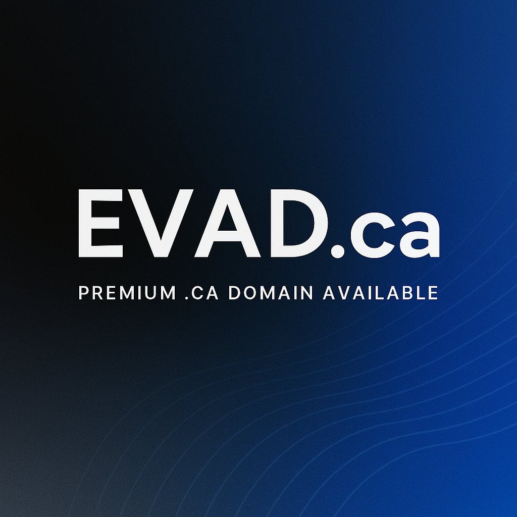 evad.ca logo on dark blue background with subject line Premium .CA Domain Available