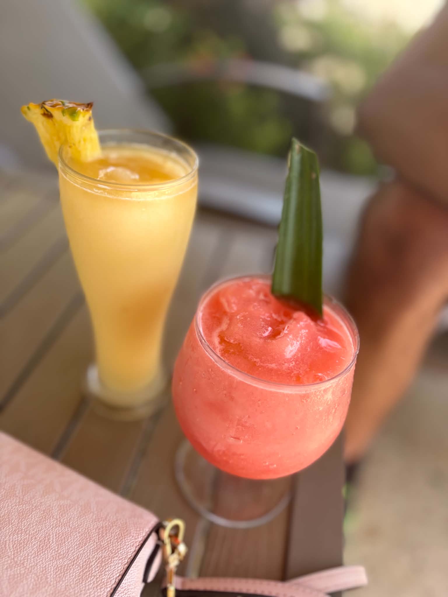 Strawberry Margarita and a pinacolada drinks