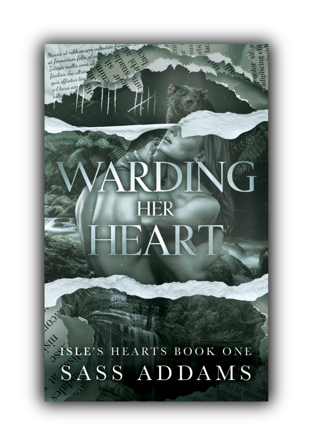 A placeholder cover with a black background and white text. Text reads: Cover to be revealed, Warding Her Heart, Book One of the Isle's Hearts Series, Sass Addams
