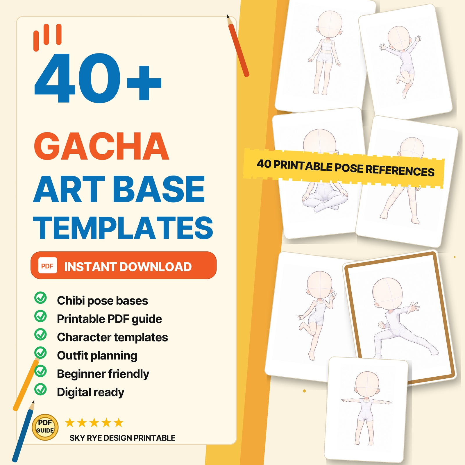 40 gacha art base templates