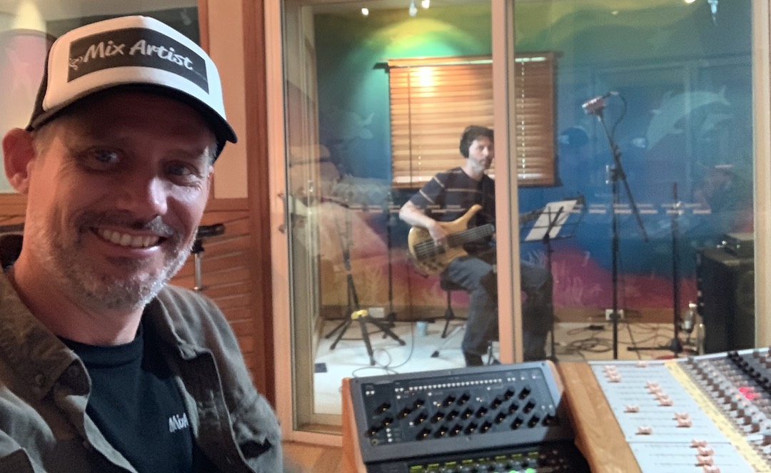 Tom Kelly laying down bass grooves at Mix Artist Studio