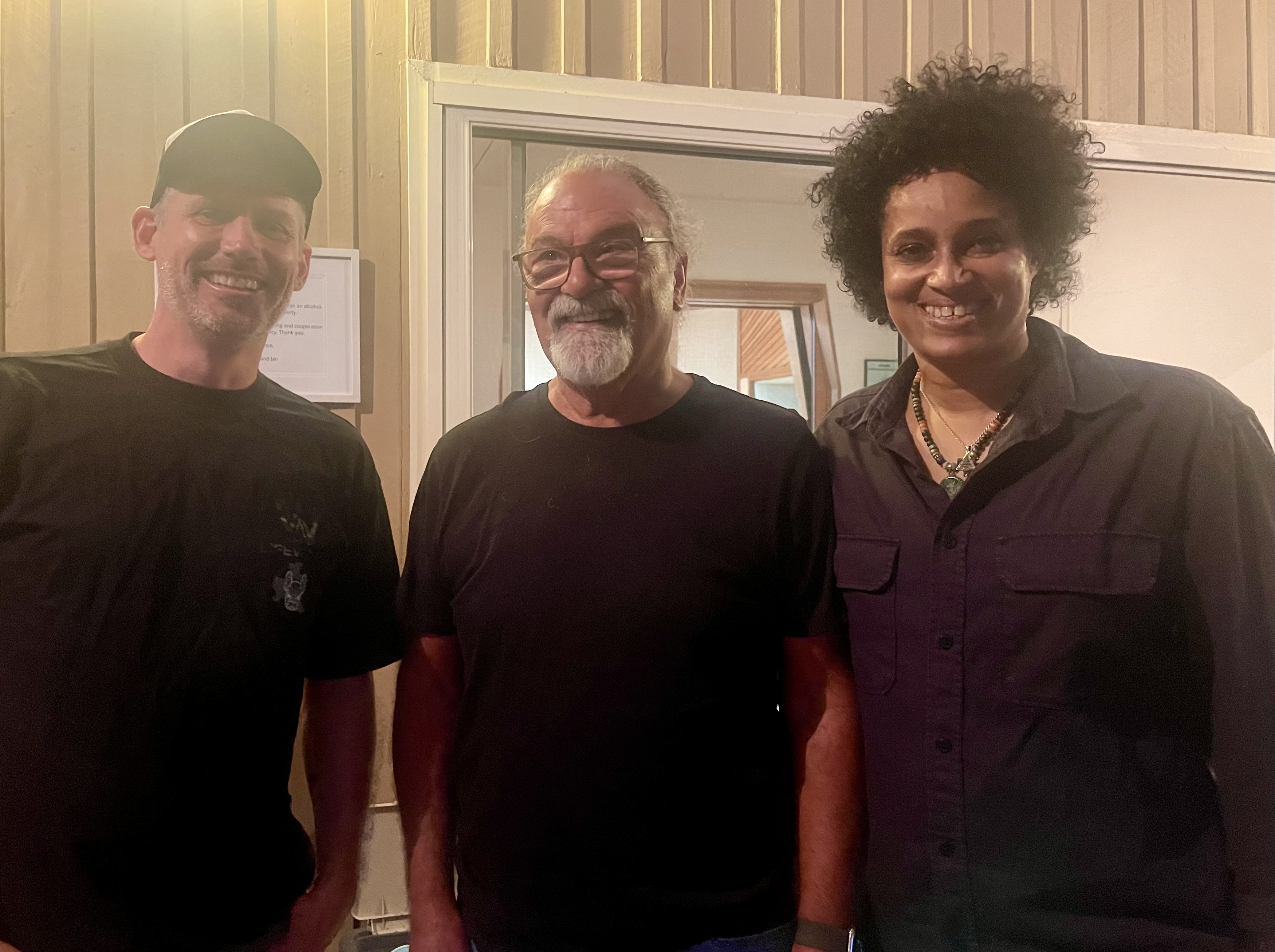 Engineer Jan 'Yarn' Muths, producer Jim Bonnefond with Zee Gachette