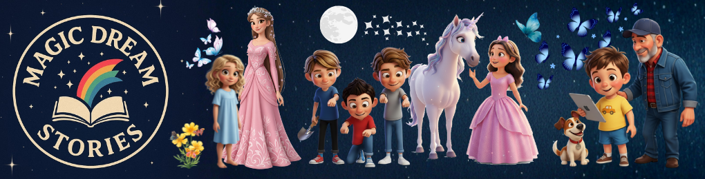 Header image where the main character from the storybooks welcome the visitors of the website