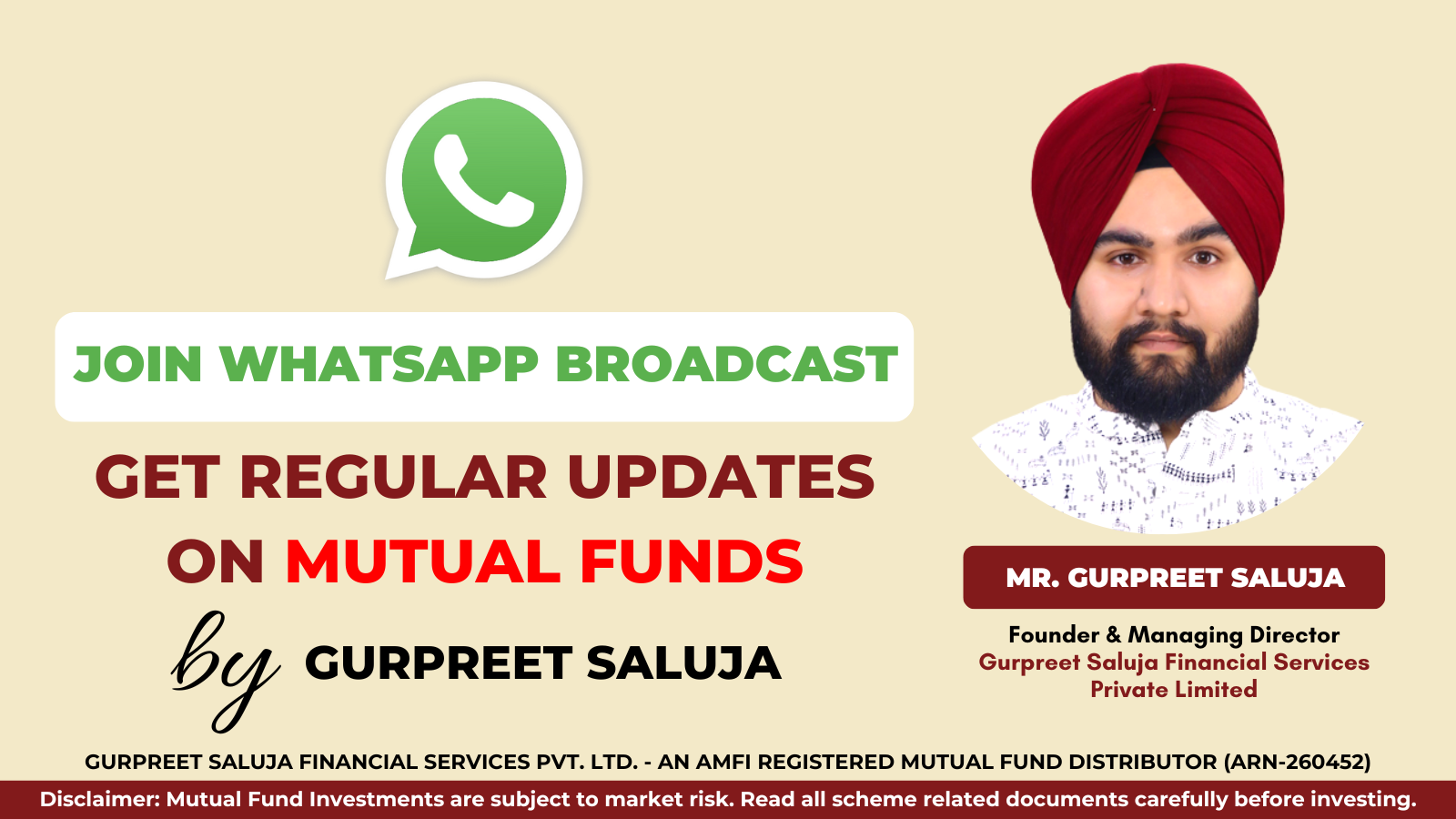 Join WhatsApp Broadcast on Mutual Funds by Gurpreet Saluja