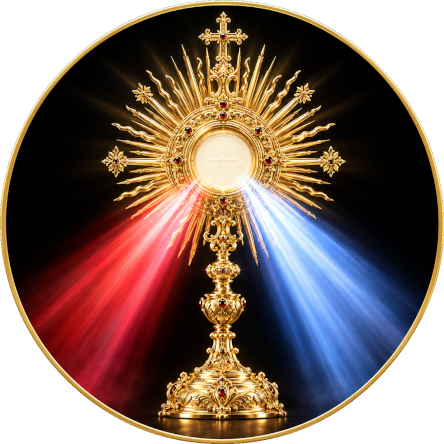 Monstrance with Divine Mercy rays for the Hallowtide Eucharistic vigil