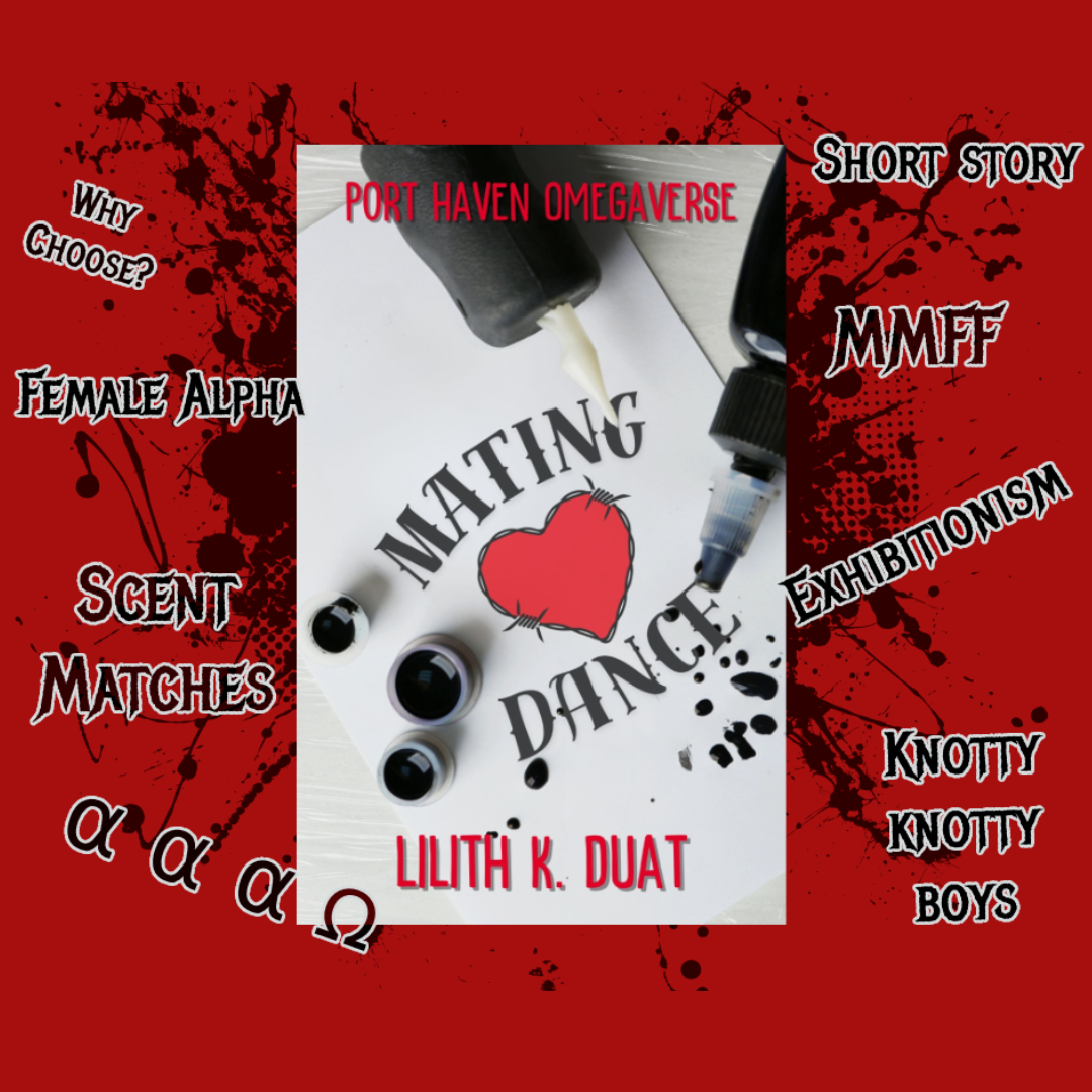 Red Graphic showing the tropes for the romance books Mating Dance by Lilith K. Duat