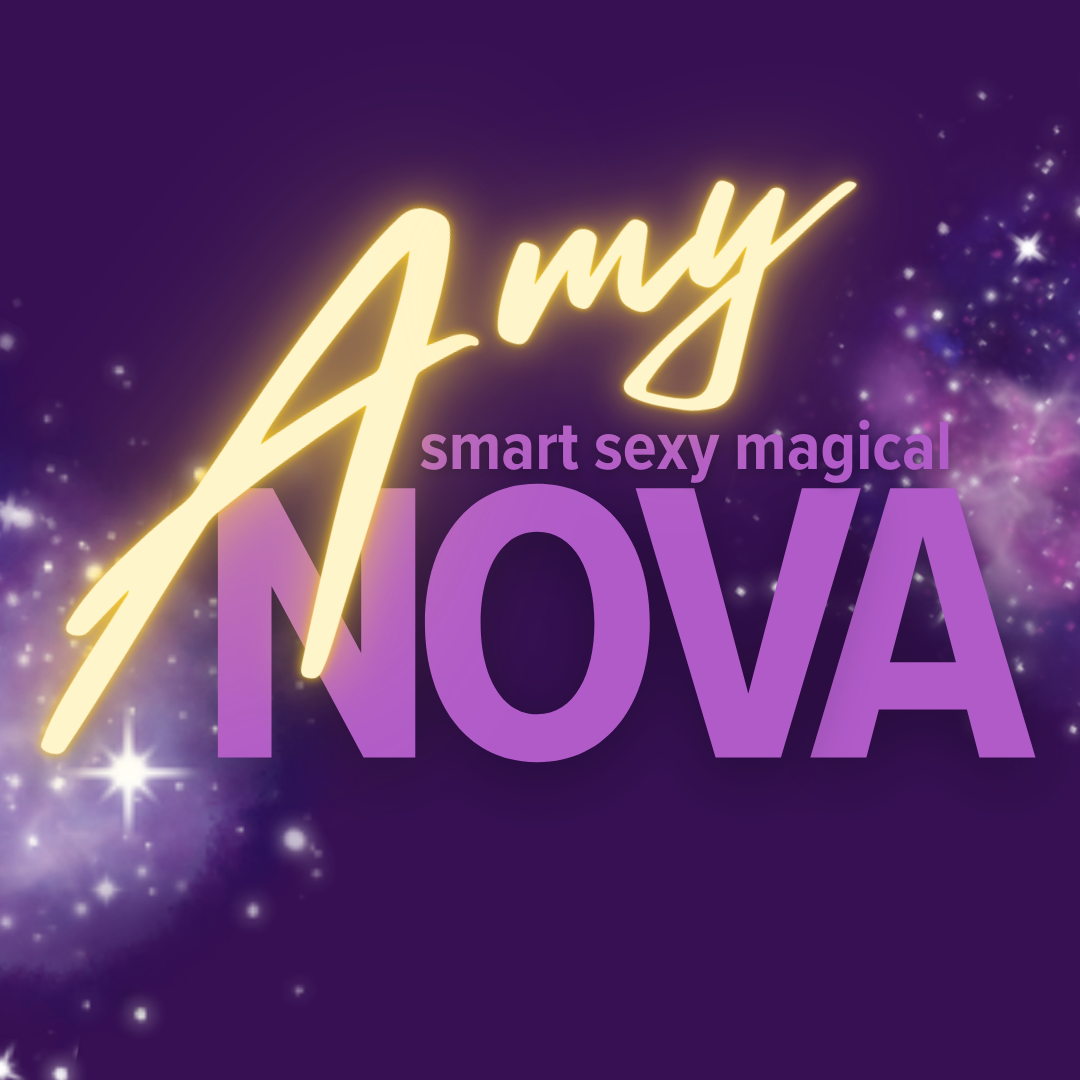 Author Amy Nova's logo with her name and sparkles
