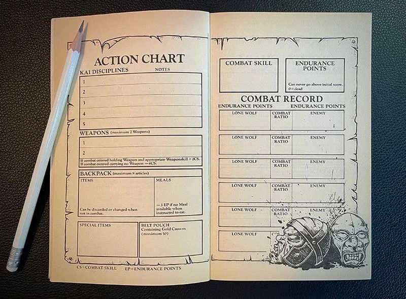 průvodní listina gamebook Lone Wolf