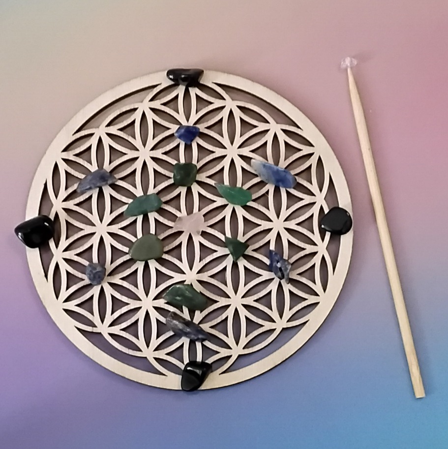 Flower of life crystal grid and activation wand