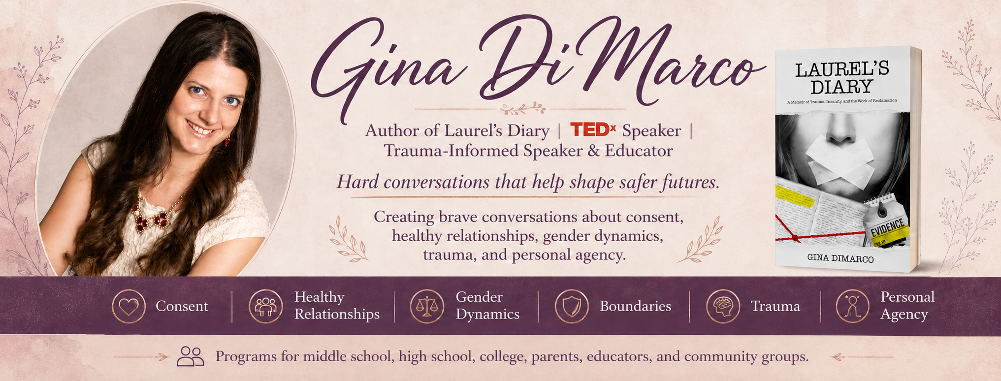 Gina DiMarco — author of Laurel’s Diary and trauma-informed speaker