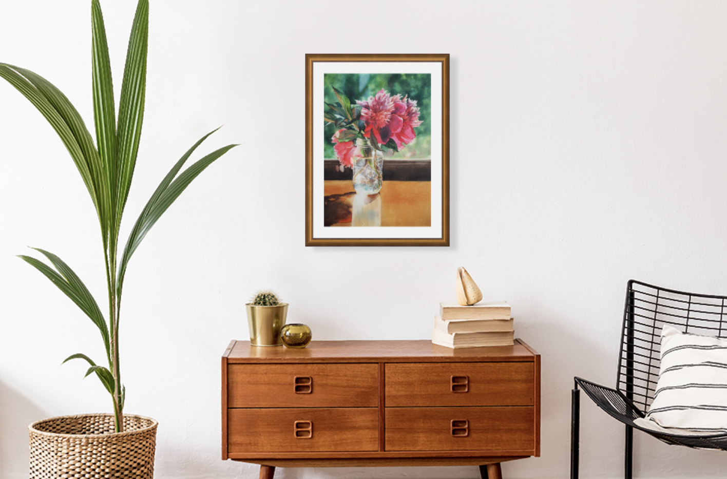 realistic peonies watercolour