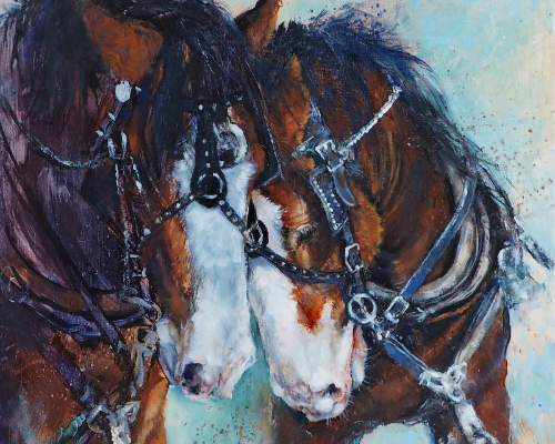 expressive horse painting in oil Canadian artist Crystal Beshara