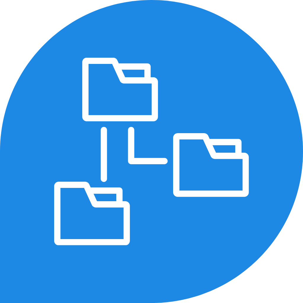 PaperlessIQ structured iOS document management app icon showing organized folder system for clear file organization.