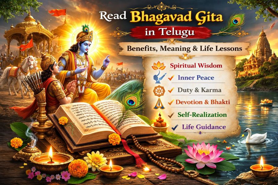 Read Bhagavad Gita in Telugu – Benefits, Meaning & Life Lessons