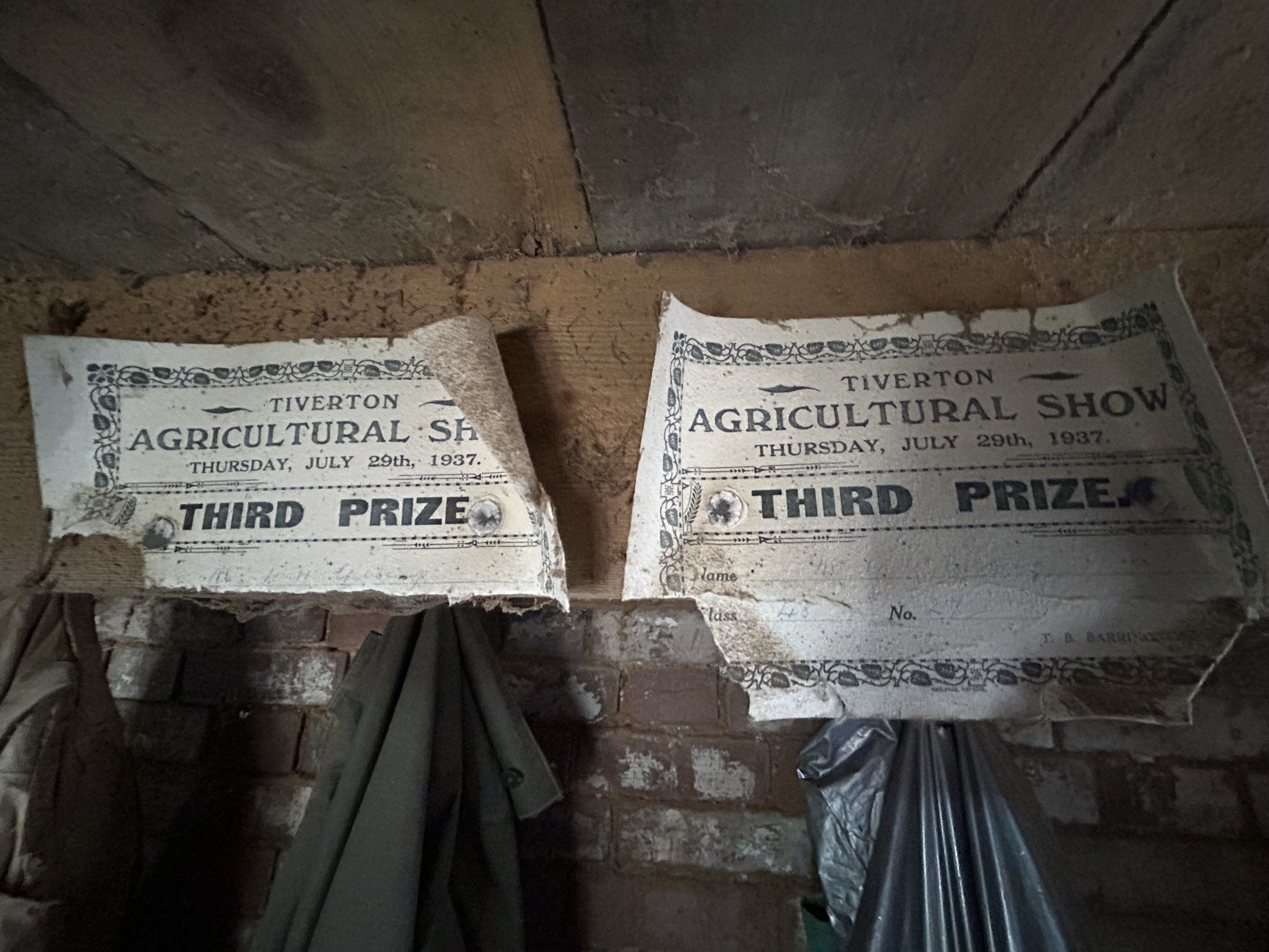 These Agricultural Prize Certificates Are Still On This Barn Wall At The Farm Nearly A Century Later